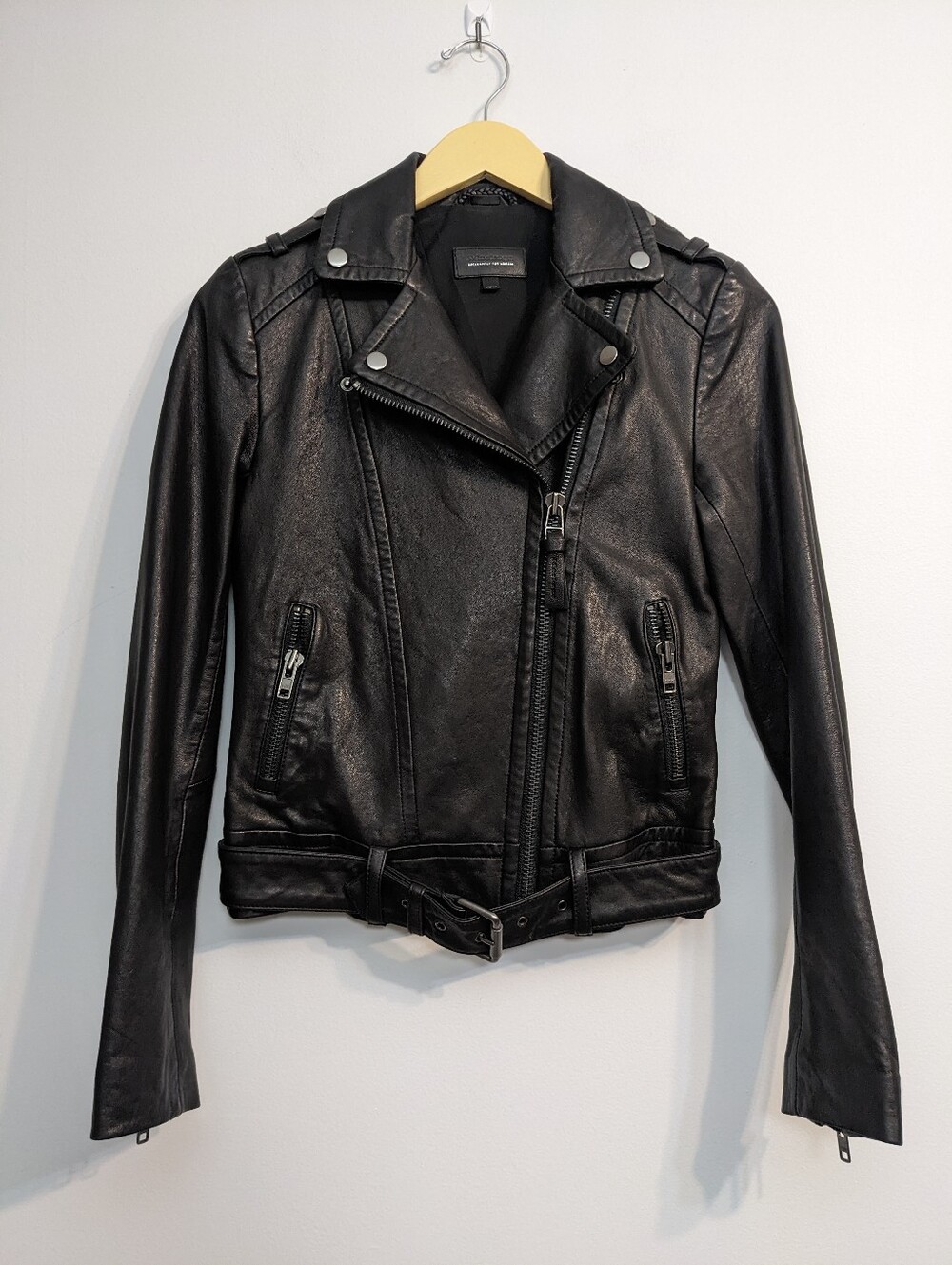 Mackage For Aritzia Black Genuine Lambskin Leather Moto Jacket | Black | XXS